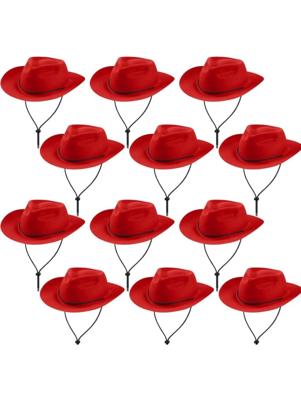 Men's Red Plastic Felt Wide Brimmed Western Cowgirl Cowboy Hat 12 Pieces